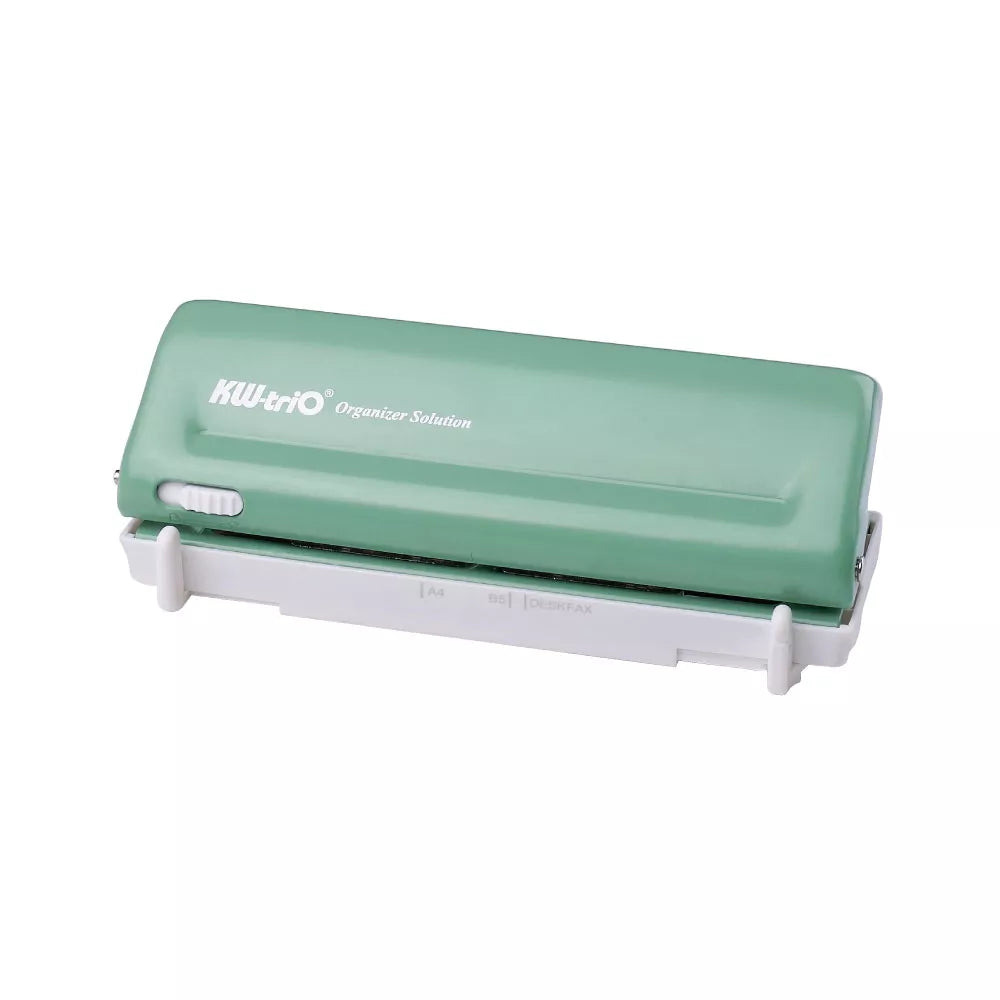 KW-triO Adjustable 6-Hole Desktop Paper Punch Green