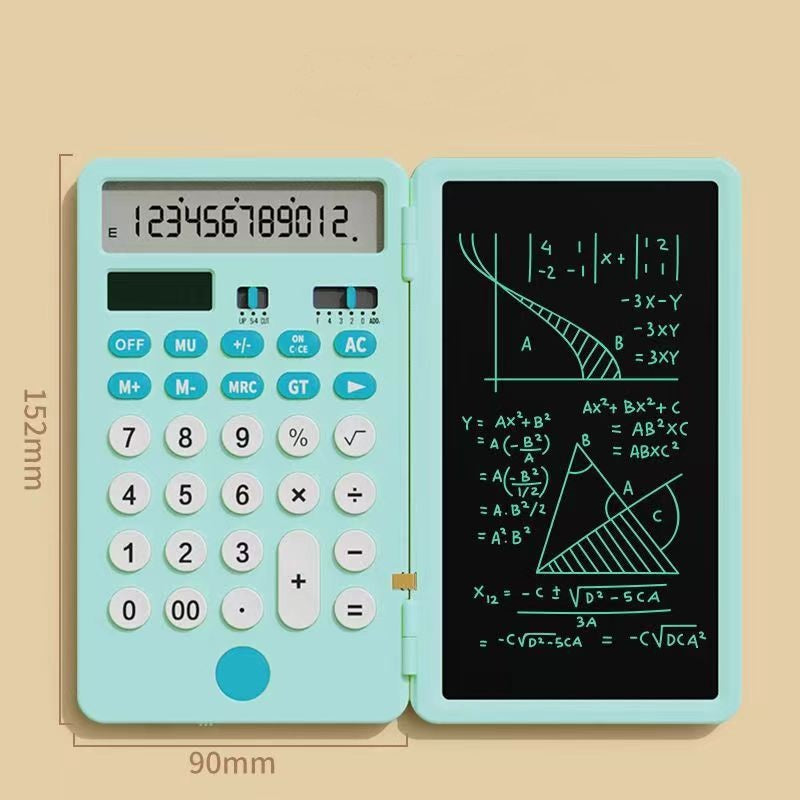 Calculator with LCD Writing Tablet Rechargeable and Solar Power Blue