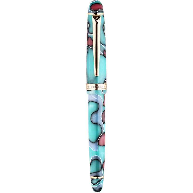 Majohn S3 Fountain Pen Celluloid,Iridium Fine Nib Gold Plated Blue