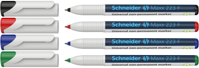 Schneider Maxx 223 F Non-Permanent Marker 0.7mm 4 Color Pack 4 Mixed