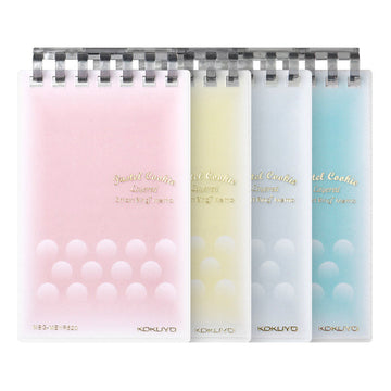KOKUYO Pastel Cookie A7 Mini Binder Notebook | Ultra-Slim Pocket Planner | 5mm Grid | 20 Sheets | Set of 4
