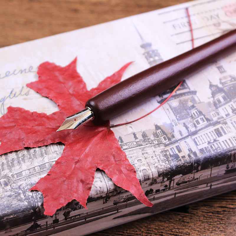 Wooden Dip Pen Calligraphy Quill Pen Ink 6 Nibs Set