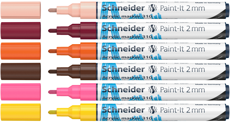 Schneider Paint-It 310 Acrylic Marker Set 2mm 6 Color Pack C