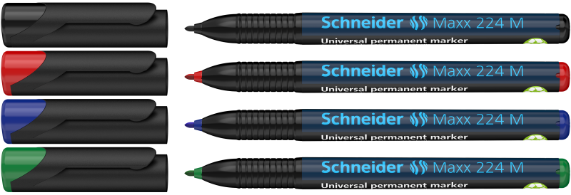 Schneider Maxx 224 M Permanent Markers 1.0mm 4 Pack 4 Mixed