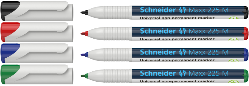 Schneider Maxx 225 M Non-Permanent Marker 1.0mm 4 Color Pack 4 Mixed