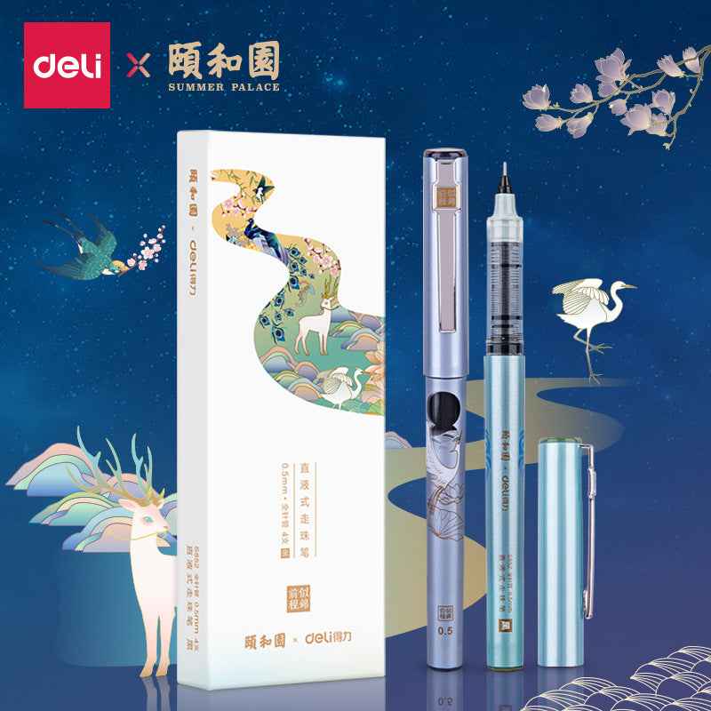 DELI Summer Palace Gel Pen 0.5mm Needle Tip,Black Ink,8-Pack