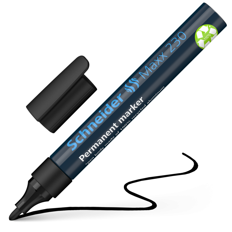 Schneider Maxx 230 Permanent Marker Pens 1-3mm Aluminium Body 4 Pack 4 Black