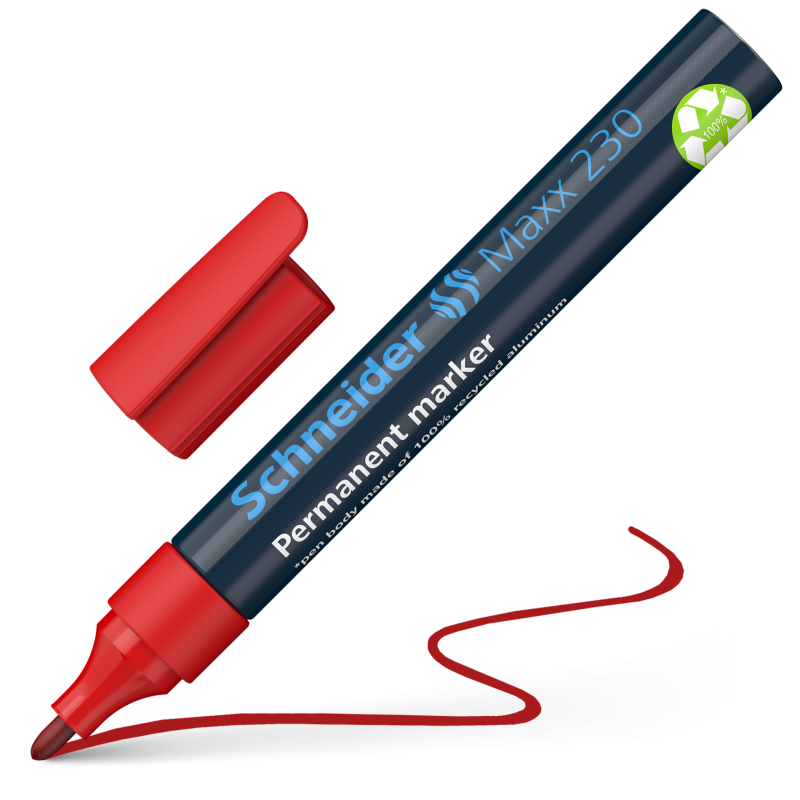 Schneider Maxx 230 Permanent Marker Pens 1-3mm Aluminium Body 4 Pack 4 Red