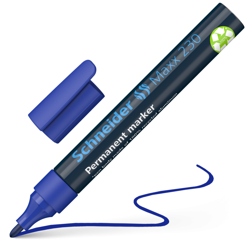 Schneider Maxx 230 Permanent Marker Pens 1-3mm Aluminium Body 4 Pack