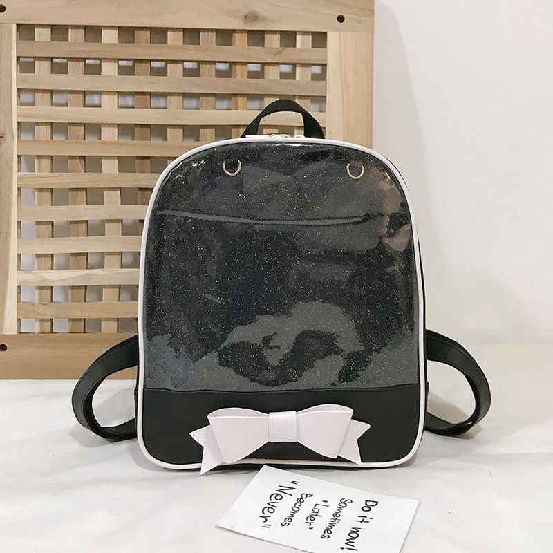 Bowknot Candy Color Ita Bag Pins Display Backpack All Black