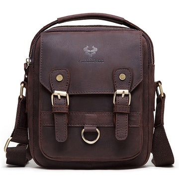 Brown Crazy Horse Leather Men's Shoulder Bag,Business Commuter Bag