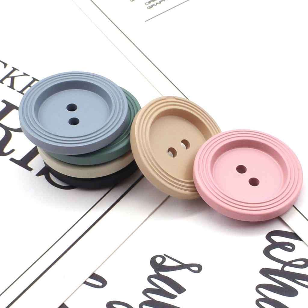 Round 2-hole resin buttons, light blue, beige, and pink—25mm craft garment buttons
