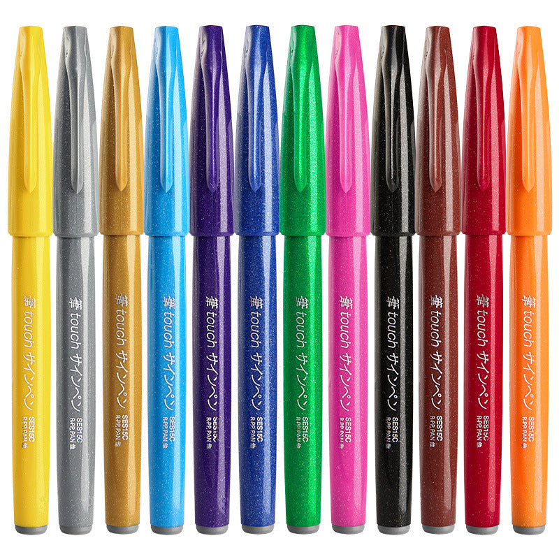 Pentel Fude Touch Sign Pen,Felt Pen Like Brush Stroke,3 Pack
