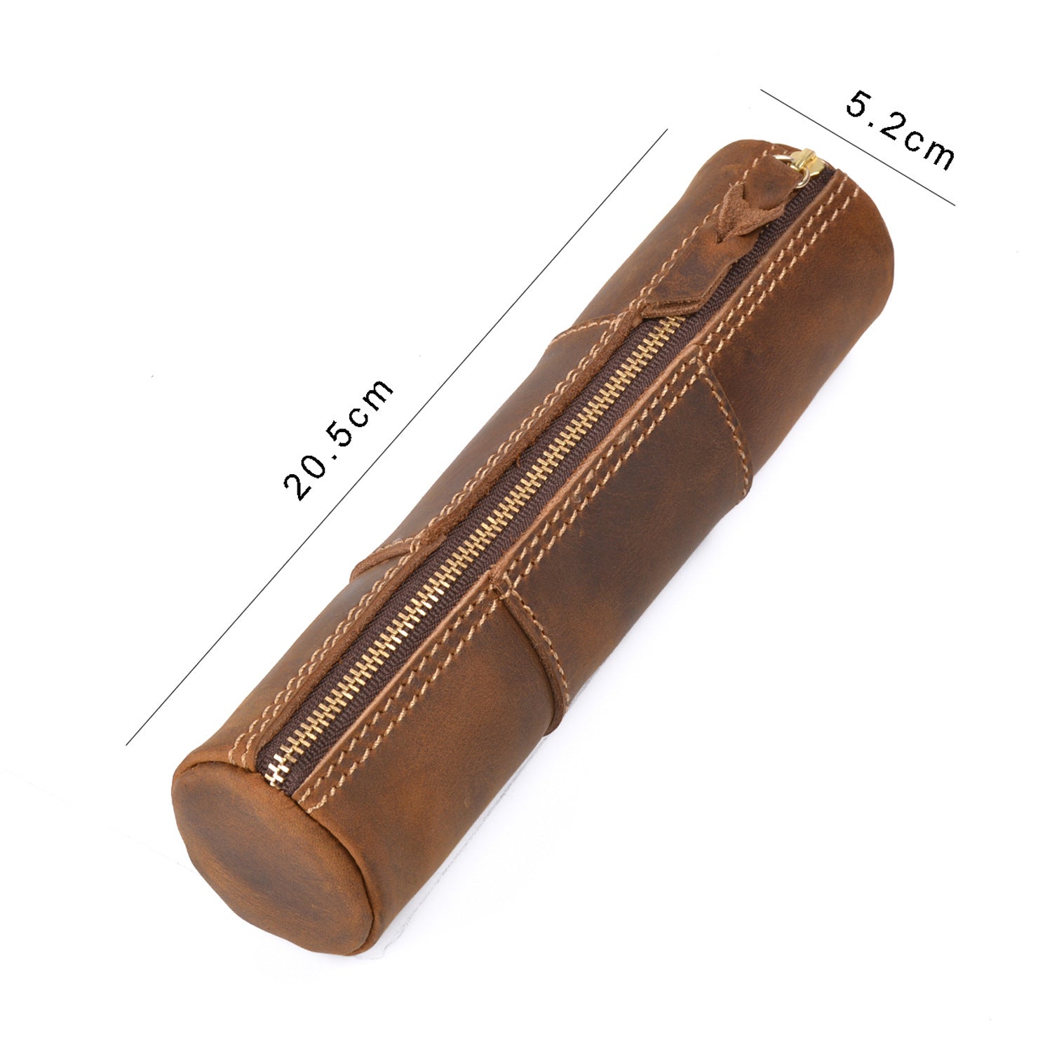 Handmade Vintage Crazy Horse Leather Pencil Case Brown