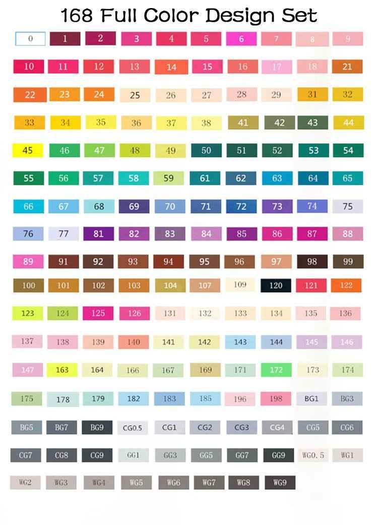 TouchFive Twin Markers 168 Full Colors Art Sketch Alcohol Based Pen Set