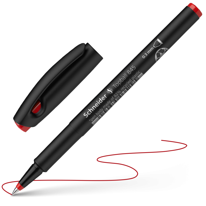 Schneider Topball 845 Rollerball Pen 0.3mm Black/Blue/Red Ink 3 Pack