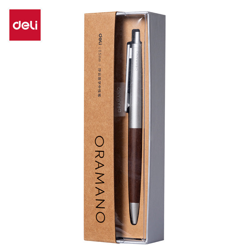 DELI A9Pro Oak Wood Grain Click Ballpoint Pen – 0.5/0.7/1.0mm 0.5mm