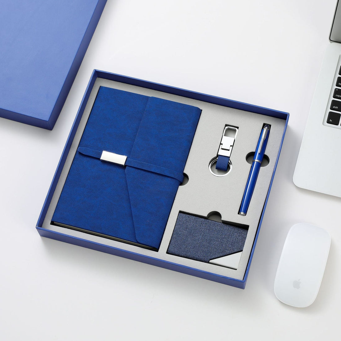 Premium Notebook Pen Keychain & Card Holder Gift Set Red