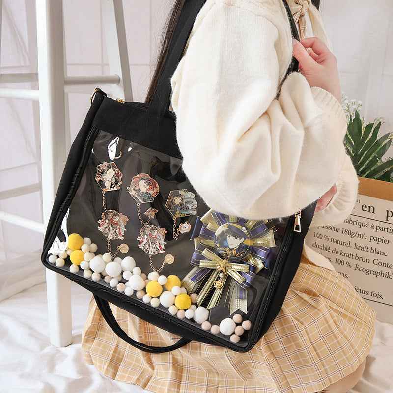 Canvas Ita Bag PVC Window Tote