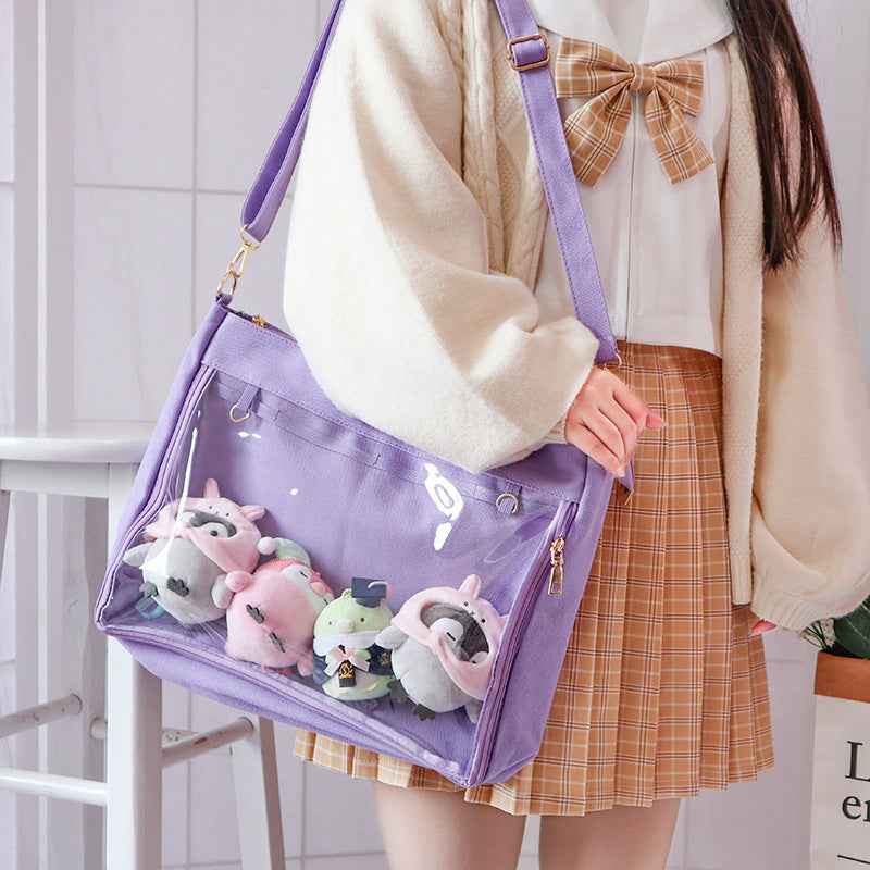Canvas Ita Bag PVC Window Tote