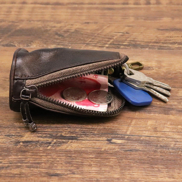 Men's Vintage Vegetable-Tanned Leather Key Holder Pouch