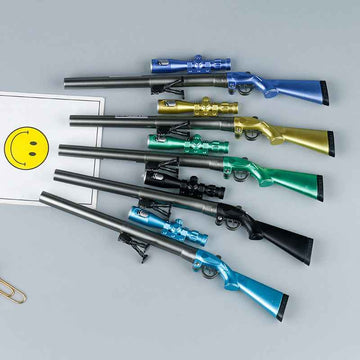 Gun Shape Gel Ink Ballpoint Pen with LED Light - 10 Pack A
