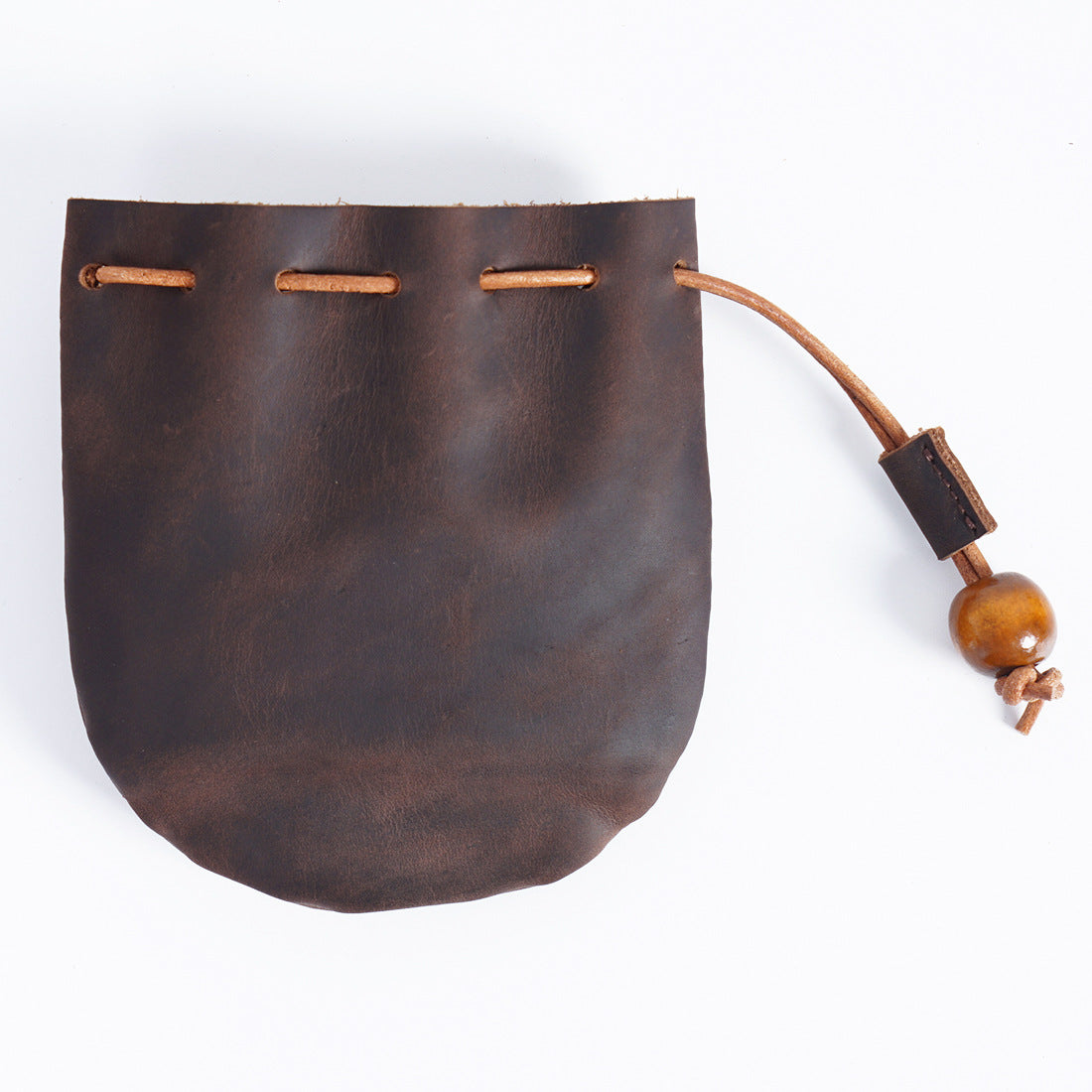 Leather Drawstring Coin Storage Pouch Black