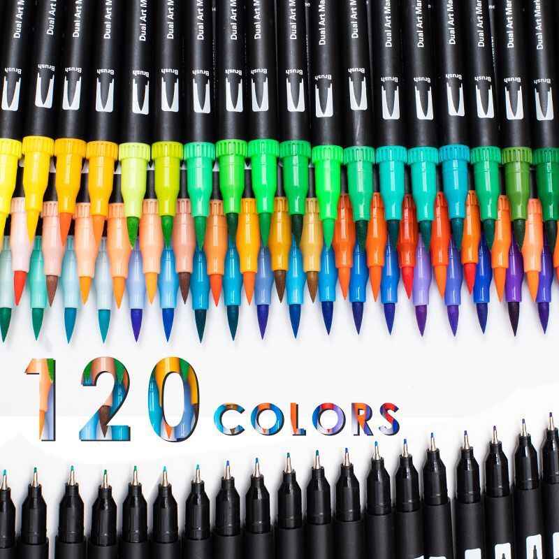 60/72/120 Colors Art Markers Dual Tip Brush Pen for with Case 120 Color
