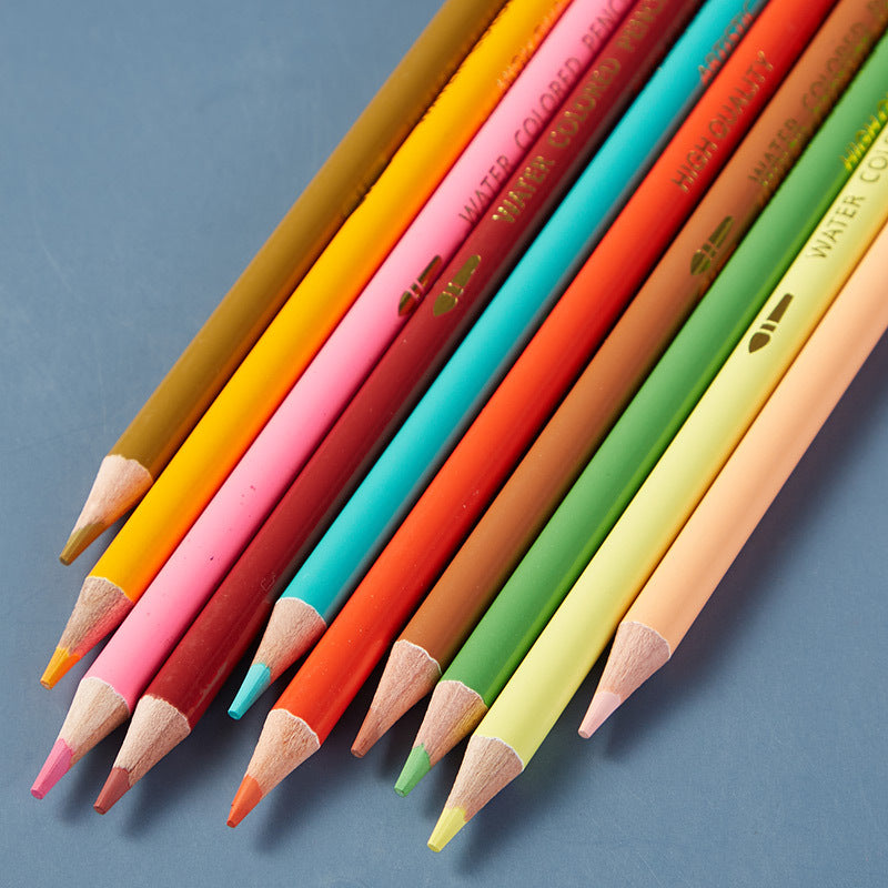QiLi Wood Cased Water Colored Pencils - Tin of 12/24 Colors