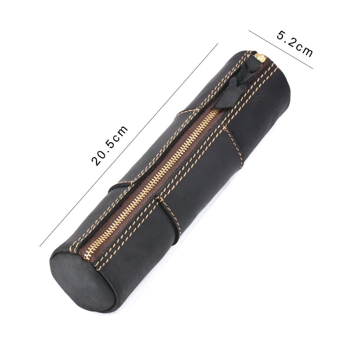 Handmade Vintage Crazy Horse Leather Pencil Case Black