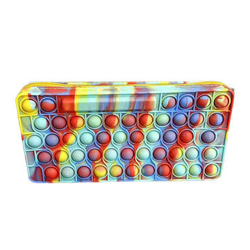 Bubble Sensory Pencil Case Toy Anti Stress Silicone Pencil Case Mixing Colors
