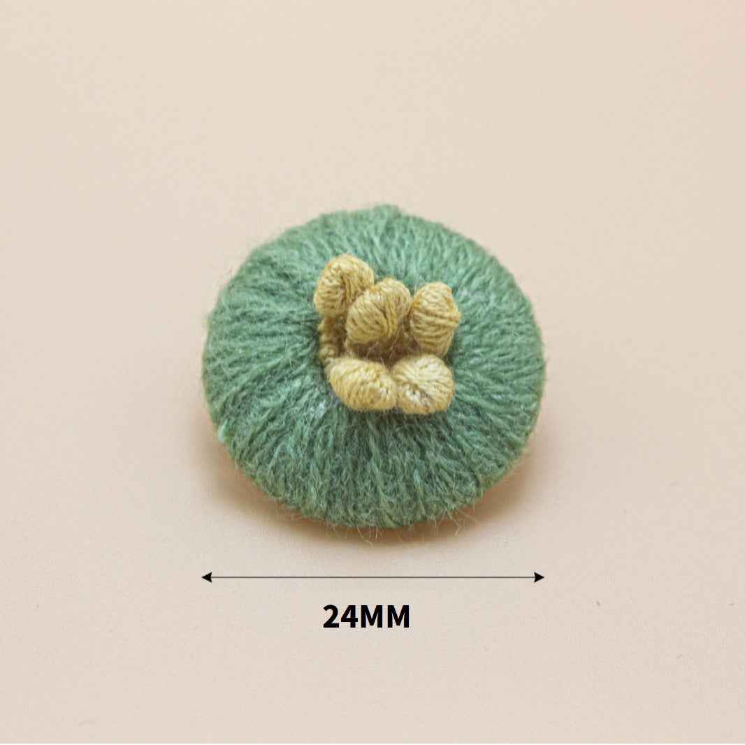 24mm knitted yarn buttons set, 14 flower designs in mixed colors