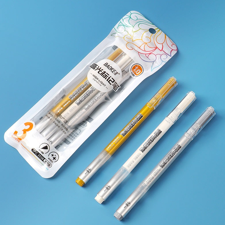 Baoke Highlighter Marker Pen 3/8 Color Set Pack of 3