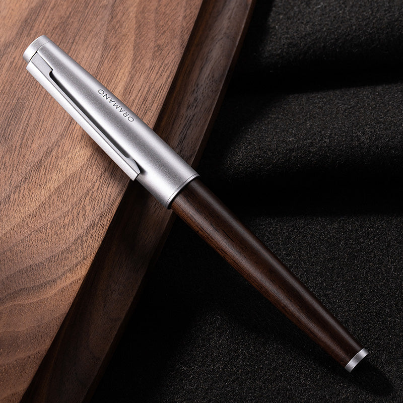 DELI A6Pro Oak Wood Grain Pull-Cap Ballpoint Pen – 0.5/0.7/1.0mm