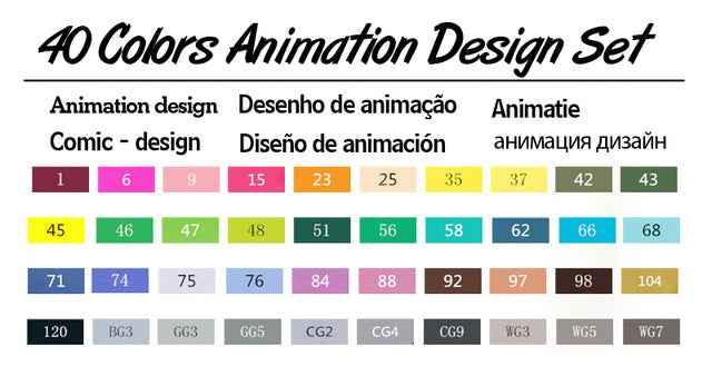 TouchFive Twin Markers 40 Color Animation Design Set