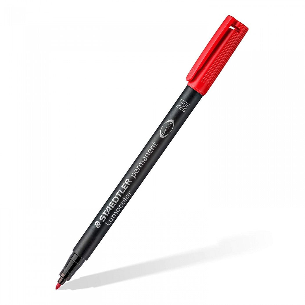 Staedtler Lumocolor 317M Permanent Markers Medium Tip 1.0mm,4 Pack Red