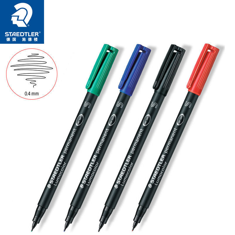 Staedtler Lumocolor 313S Permanent Markers SuperFine Tip 0.4mm,4 Pack Black