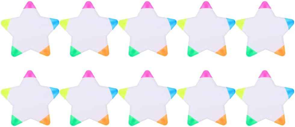 10Pcs Star Shape Watercolor Highlighter 5 In 1 Color Fluorescent Pens