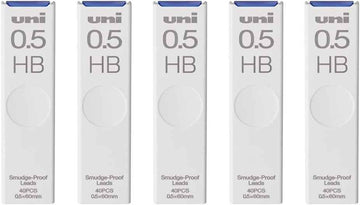 Uni Pencil Smudge-Proof Leads,0.5mm HB,40 Leads x 5 Pack