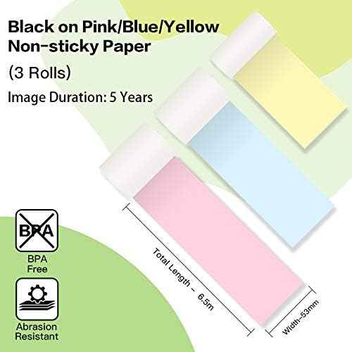 Colorful Thermal Paper 53mm x 6.5m for Phomemo M02/M03 Pocket Printer