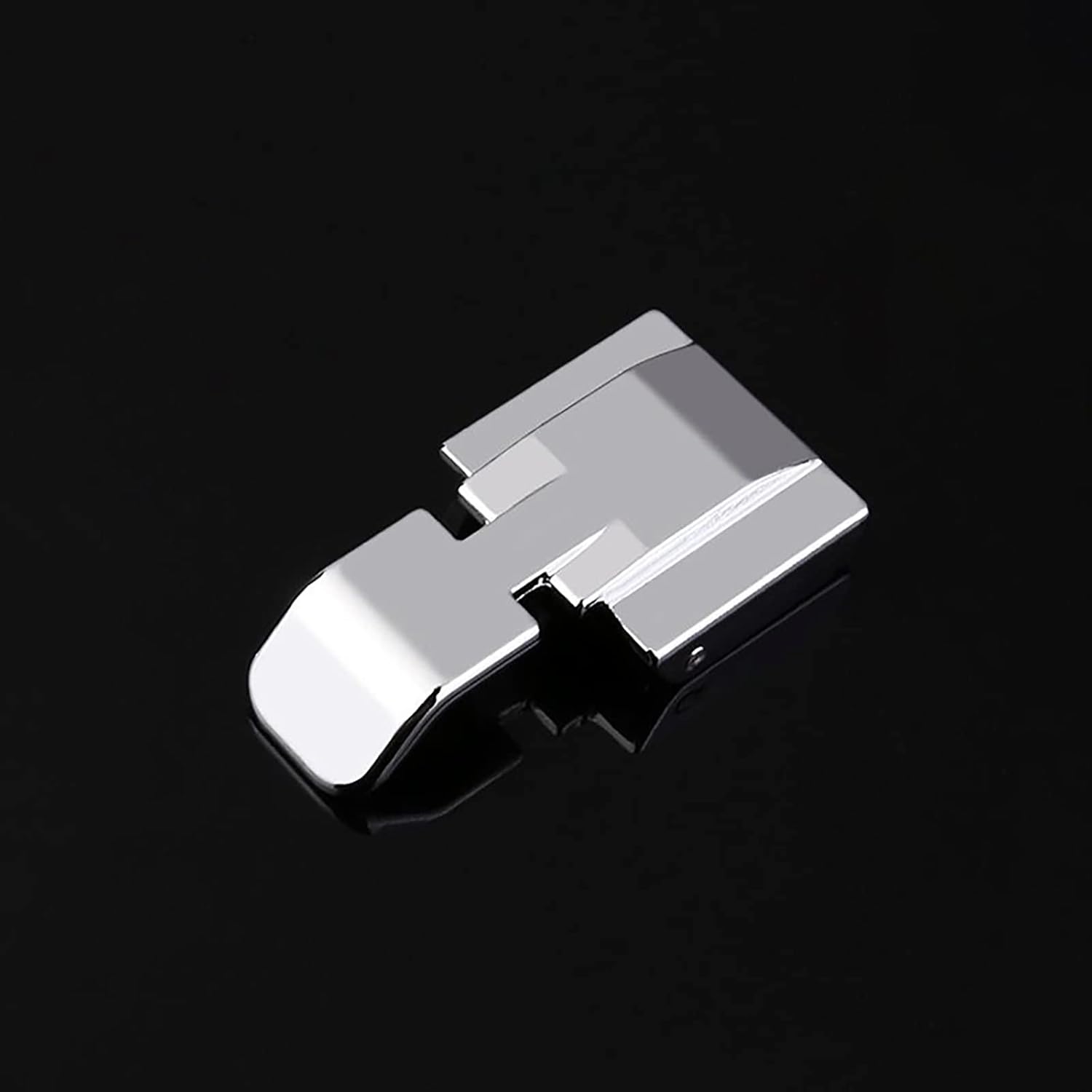 Invisible zipper foot attachment with split channel, chrome metal sewing accessory