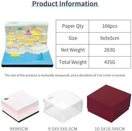 2024 Time Piece Santorini 3D Calendar Memo Pad with LED Lights