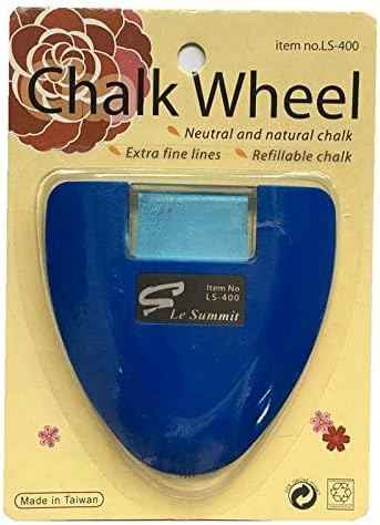 Chalk Wheel fabric marker, blue refillable chalk in heart-shaped case