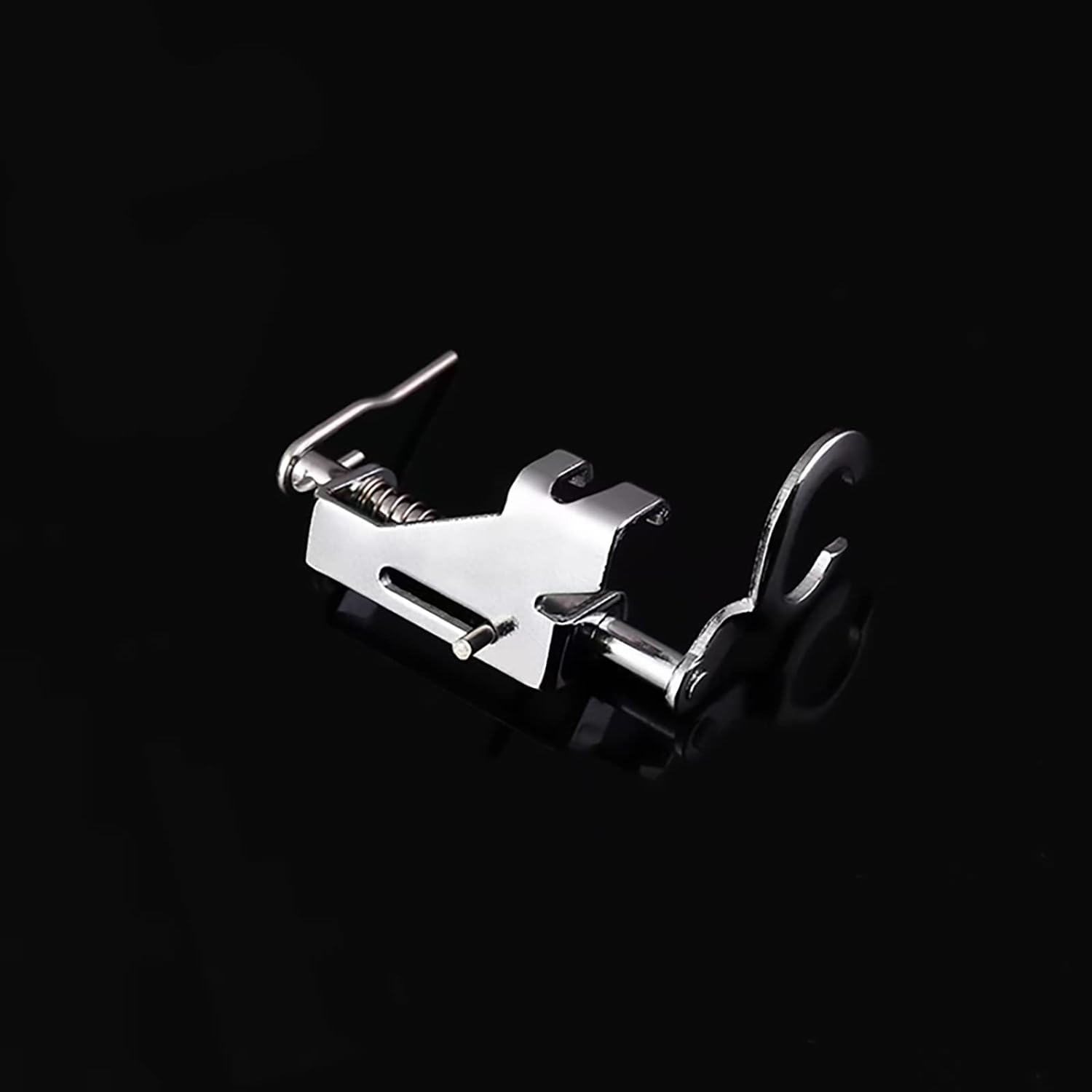 Quilting and darning open-toe presser foot attachment, spring and lever detail