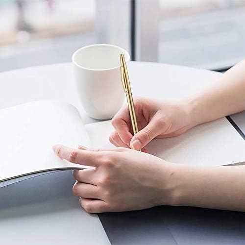 6 Pack Slim Gold Ballpoint Pens Black Ink 1mm