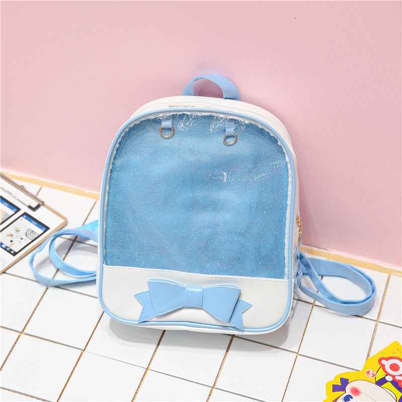 Bowknot Candy Color Ita Bag Pins Display Backpack Blue