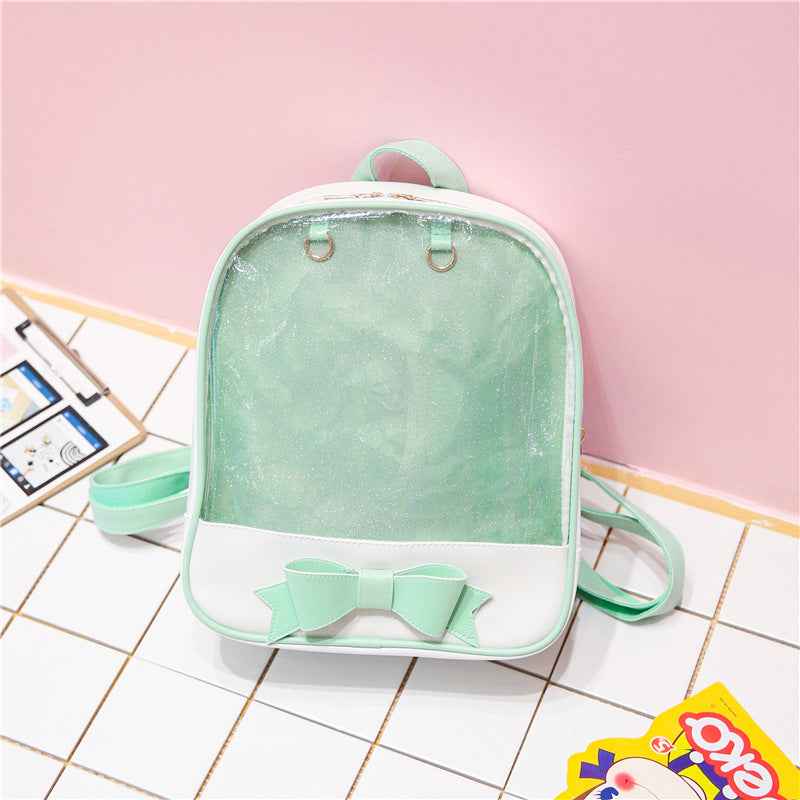 Bowknot Candy Color Ita Bag Pins Display Backpack Green