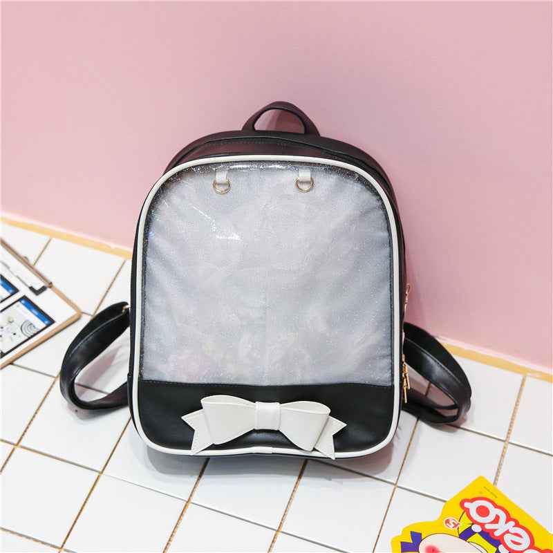 Bowknot Candy Color Ita Bag Pins Display Backpack Black White