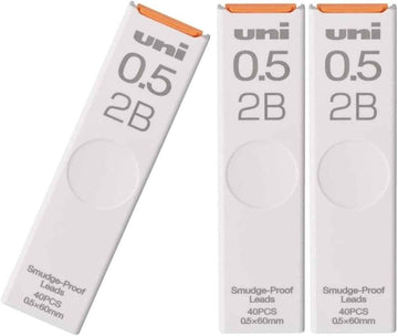Uni Pencil Smudge-Proof Leads,0.5mm 2B,40 Leads 3 Pack