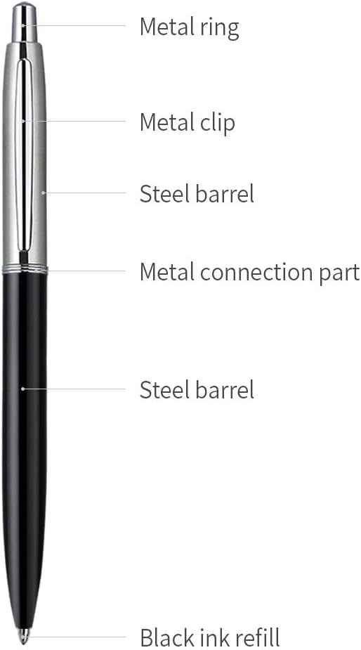 3Pcs Retractable Stainess Steel Metal Ballpoint Pens,6 Replaceable Refills